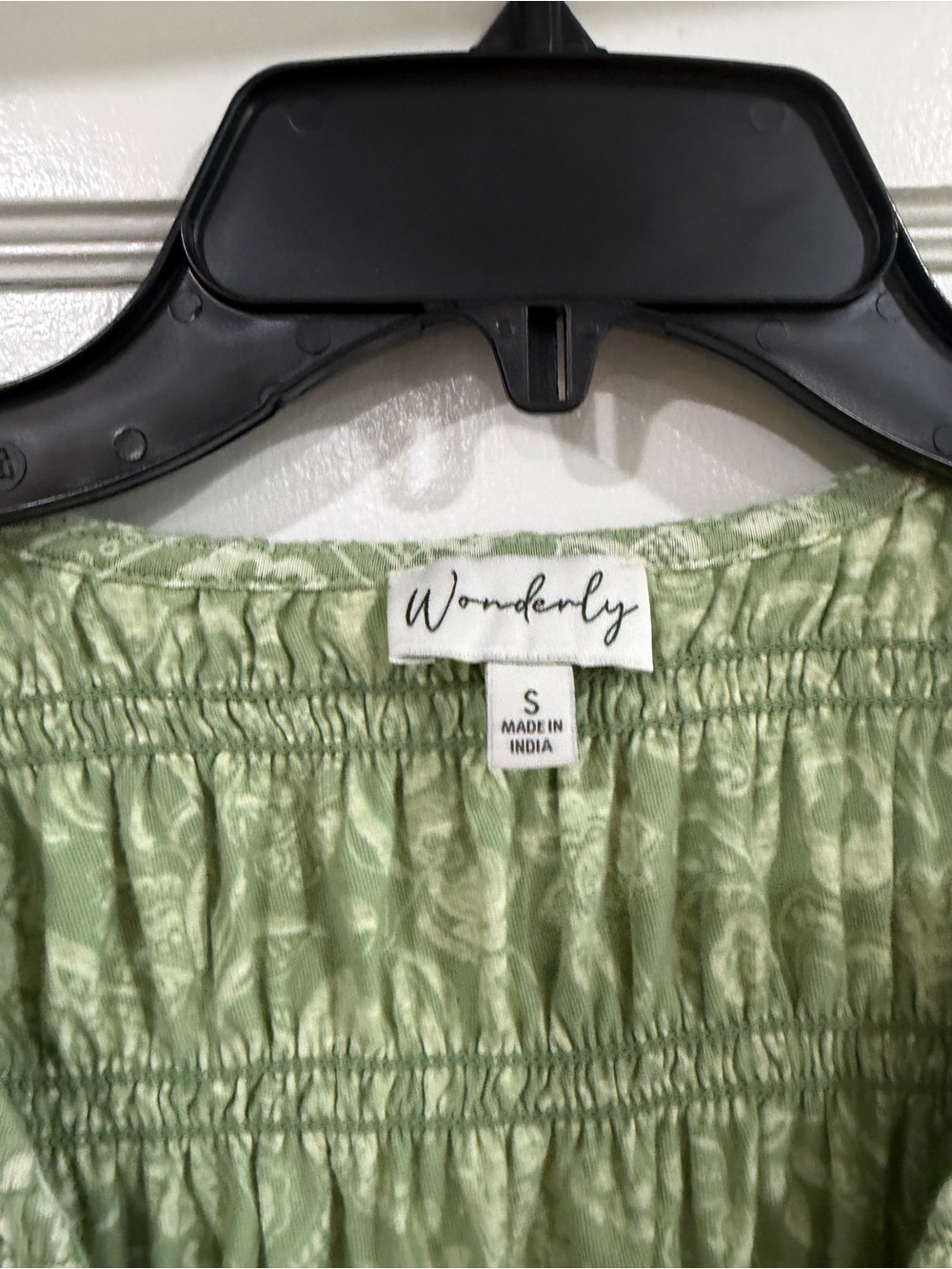 Wonderly Sage Green Smocked Peplum Blouse - Picture 2 of 5